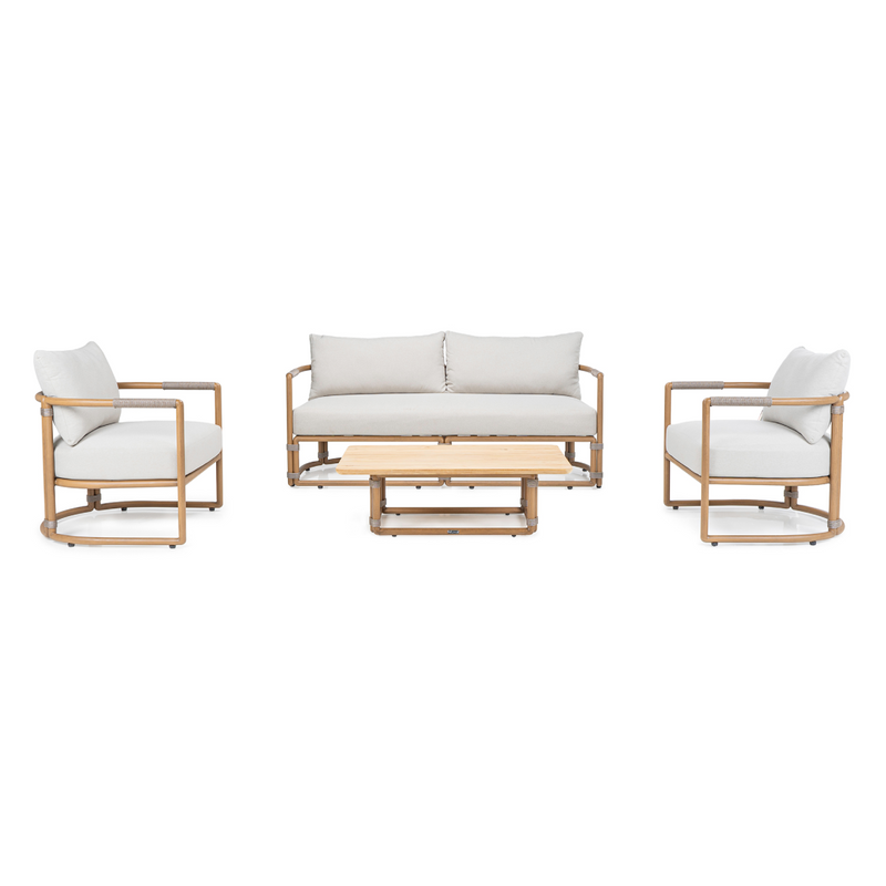 Malta - Outdoor Light Grey + Teak Sofa Set — view 4