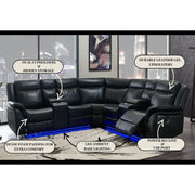 Jupiter - Leather Sectional - Black - R&R Furniture Gallery (Fountain Valley, CA)