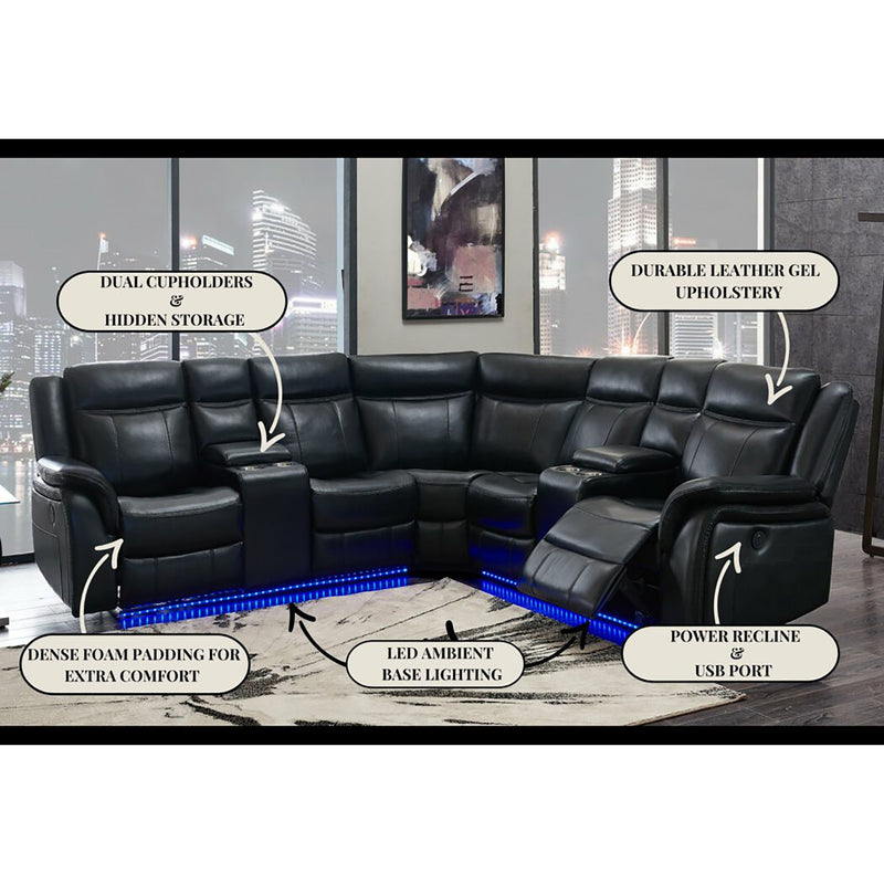 Jupiter - Leather Sectional - Black - R&R Furniture Gallery (Fountain Valley, CA)