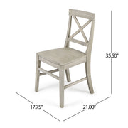 Set of two Noble House Plethora dining chairs with X-shaped back, modern wooden design for kitchen or dining room decor.