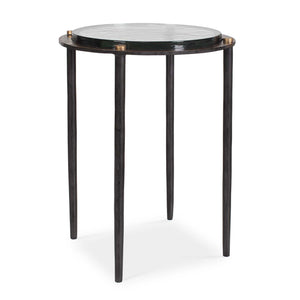 Kennington - Round Glass Accent Table - Black / Brass / Bronze