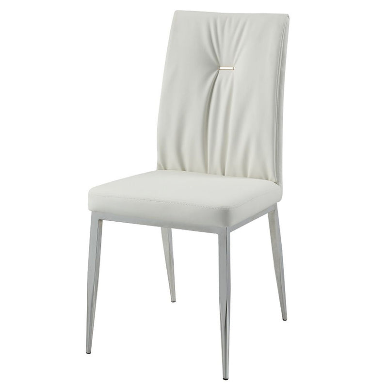 Kamaile - Side Chair (Set of 2) - Beige Synthetic Leather & Chrome - R&R Furniture Gallery (Fountain Valley, CA)