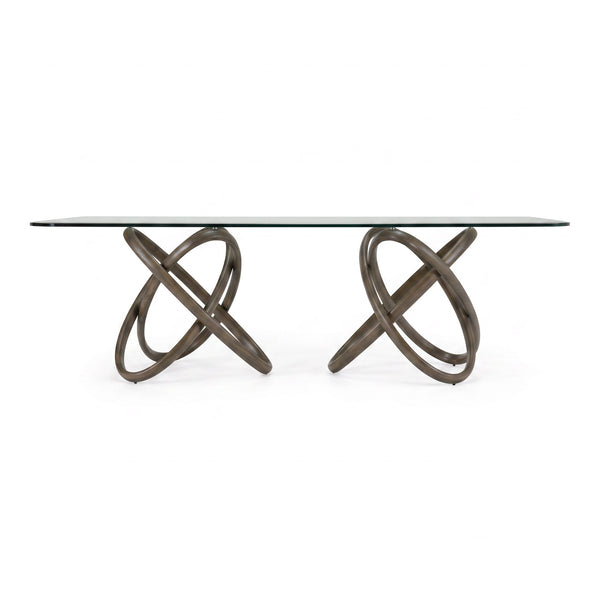 Mason Modern Glass + Grey Ash Dining Table