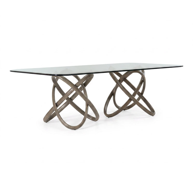 Mason Modern Glass + Grey Ash Dining Table — view 2