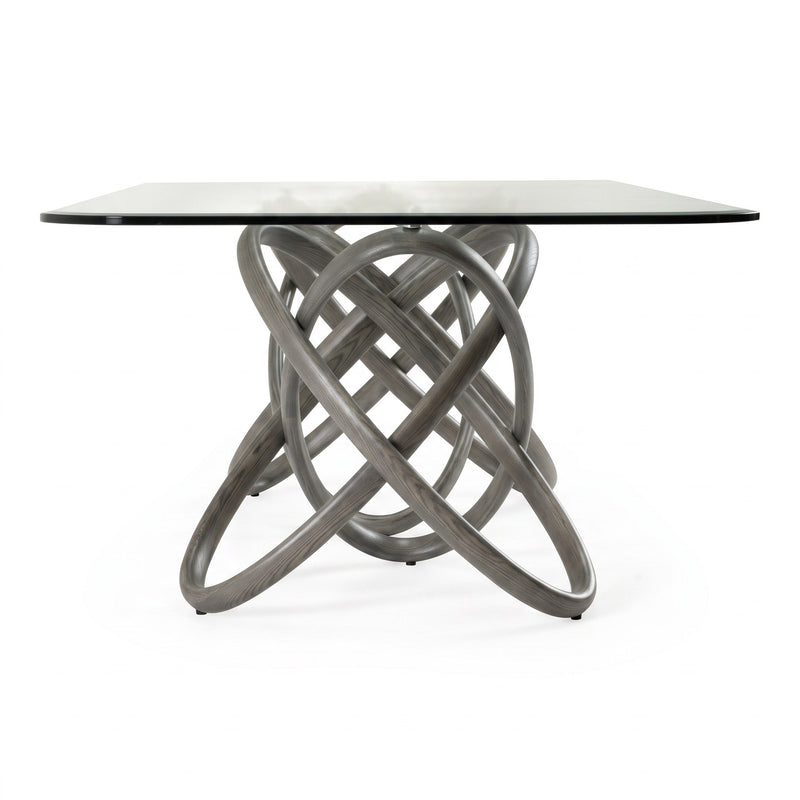 Mason Modern Glass + Grey Ash Dining Table — view 3