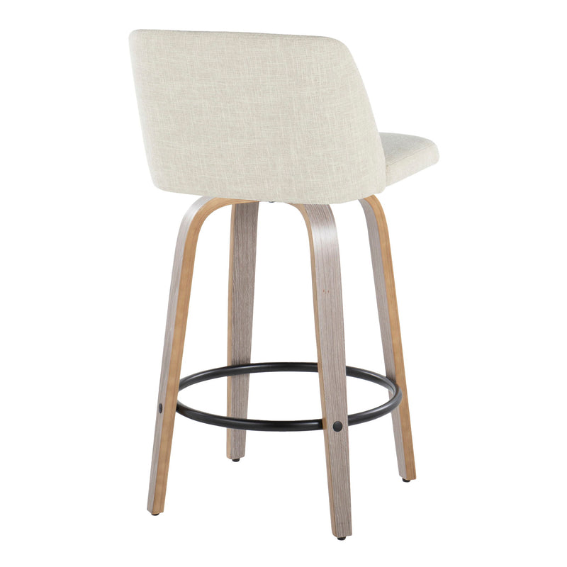 Toriano - Contemporary Fixed Height Counter Stool Swivel & Round Footrest (Set of 2) - R&R Furniture Gallery (Fountain Valley, CA)