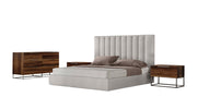 Valhalla + Lorenzo - Modern White Fabric + Light Oak 4-Piece Bedroom Set — view 5