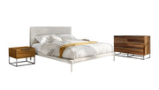 Bergeron + Lorenzo - Contemporary Cream Fabric + Light Oak 4-Piece Bedroom Set — view 5