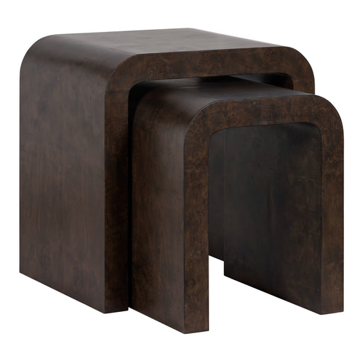 Guzman - Modern Dark Burl Nesting End Table Set — view 2