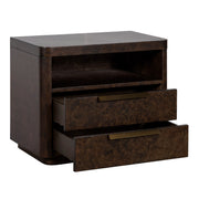 Perez - Modern Dark Burl Nightstand — view 3