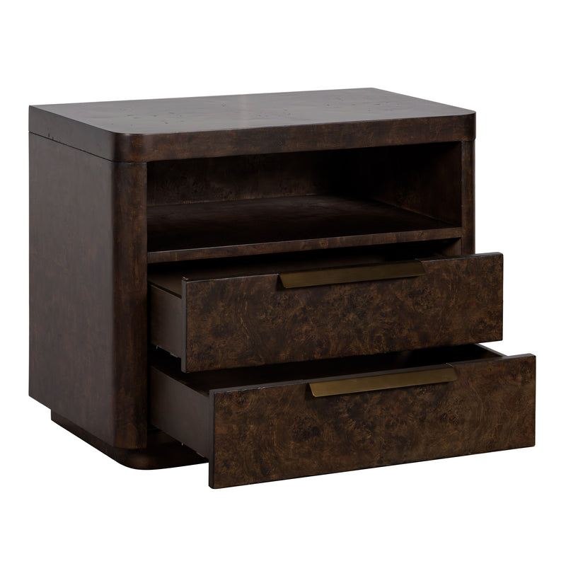Perez - Modern Dark Burl Nightstand — view 3