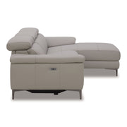 Meidas - Modern Light Grey Leather Sectional Sofa + 2 Recliners - Right Facing Chaise — view 2