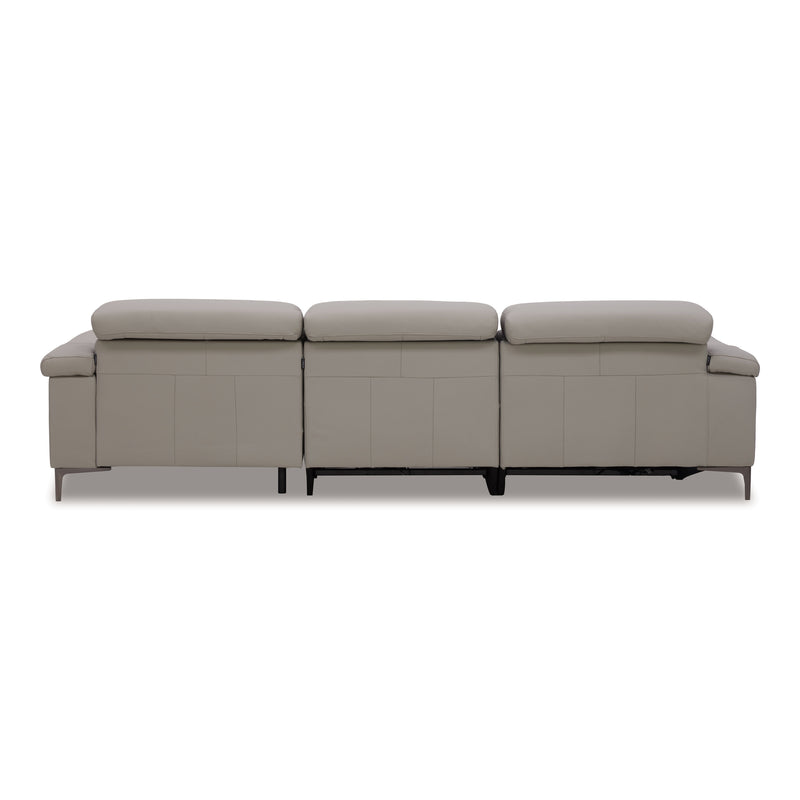 Meidas - Modern Light Grey Leather Sectional Sofa + 2 Recliners - Right Facing Chaise — view 5