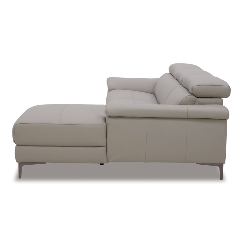 Meidas - Modern Light Grey Leather Sectional Sofa + 2 Recliners - Right Facing Chaise — view 3