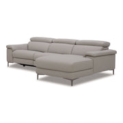 Meidas - Modern Light Grey Leather Sectional Sofa + 2 Recliners - Right Facing Chaise — view 4