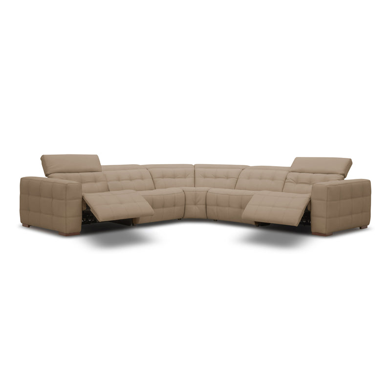Carney - Modern Beige Leather Sectional Sofa + 3 Recliners