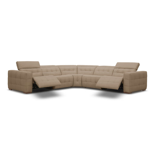 Carney - Modern Beige Leather Sectional Sofa + 3 Recliners