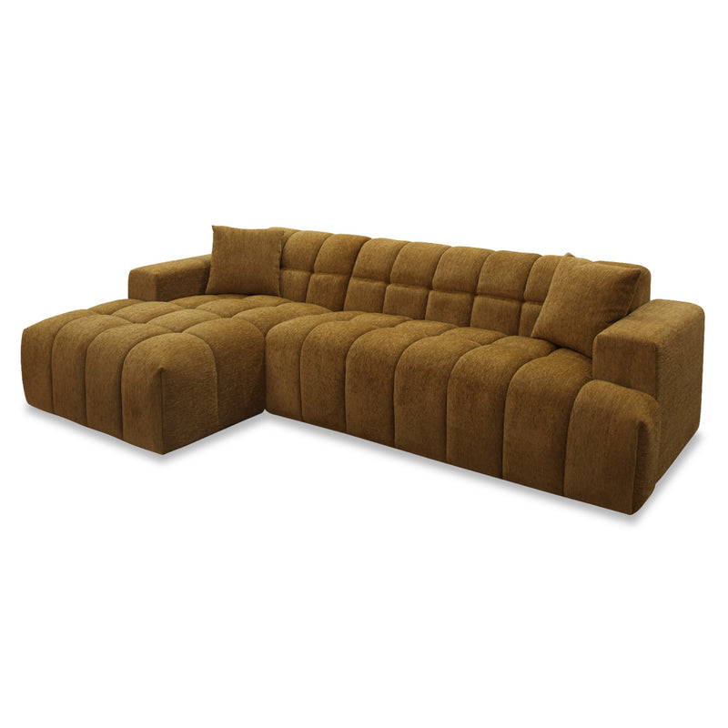 Shapiro - Modern Brown Fabric Sectional Sofa w/ Left Facing Chaise — view 2
