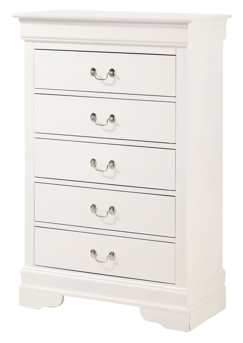 Louis Phillipe accent chest by Glory Furniture featuring classic wood finish and elegant design, suitable for living room or hallway.