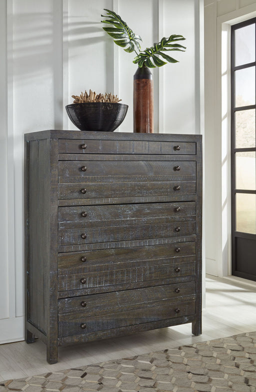 Townsend Solid Wood Five Drawer Chest in Gunmetal (2024) - R&R Furniture Gallery (Fountain Valley, CA)