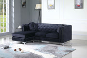 Glory Furniture Pompano Micro Suede Sofa Chaise in beige, showing a modern stationary sectional with plush cushions and clean design.