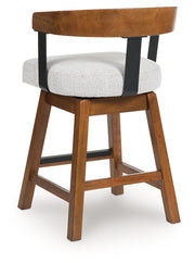 Ralene - Upholstered Swivel Barstool (Set of 2) - Medium Brown - R&R Furniture Gallery (Fountain Valley, CA)
