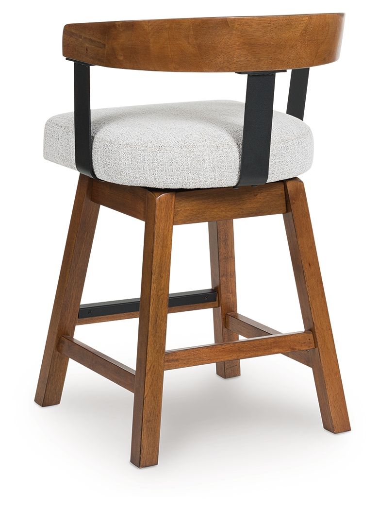 Ralene - Upholstered Swivel Barstool (Set of 2) - Medium Brown - R&R Furniture Gallery (Fountain Valley, CA)