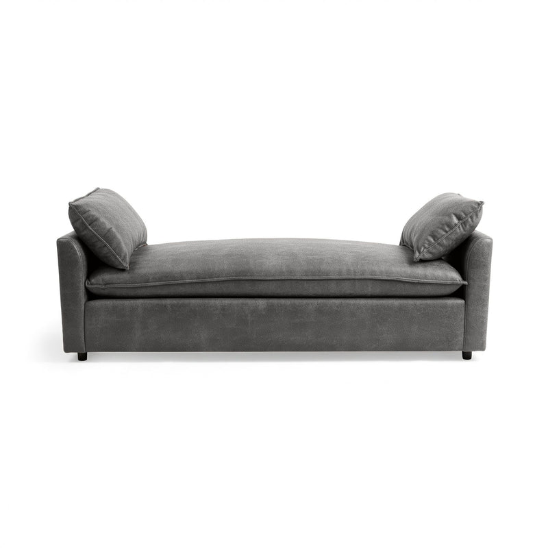 Classic Home Caplan backless sofa daybed with plush cushions and wooden legs, ideal for modern living rooms.