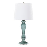 Lumi Source Windsor contemporary table lamp set with clear turquoise and off-white shades, modern design for living rooms or bedrooms.