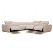 Aris - Modern Beige Fabric Sectional Sofa w/ 3 Power Recliners & Headrests