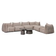Lanuza - Outdoor Brown + White Stripe Fabric 8-Piece Modular Sectional Sofa Set — view 2