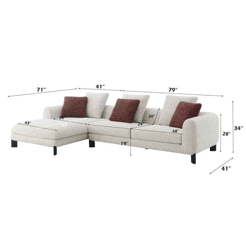 Mardi - Sectional Sofa With 6 Pillows - Maroon & Beige Tweed - R&R Furniture Gallery (Fountain Valley, CA)