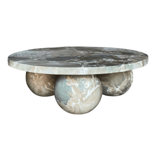 Wutai - Modern Faux Marble Concrete Round Coffee Table — view 2