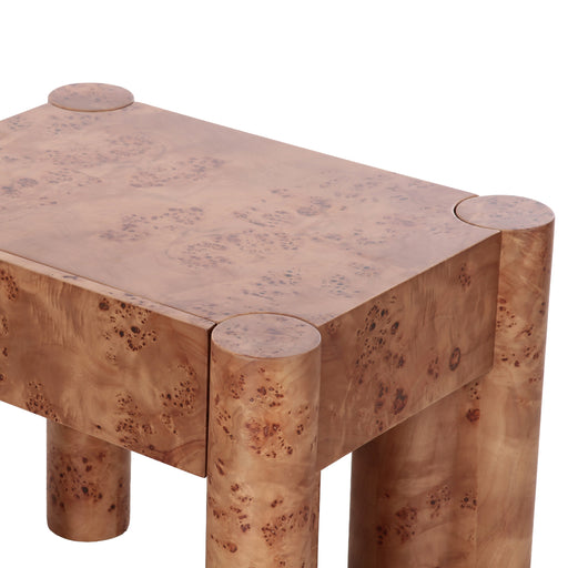 Trita - Modern Wide Burl End Table/Nightstand — view 2