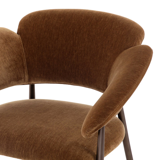 Jafar - Modern Brown Fabric - Antique Brass Dining Chair — view 2