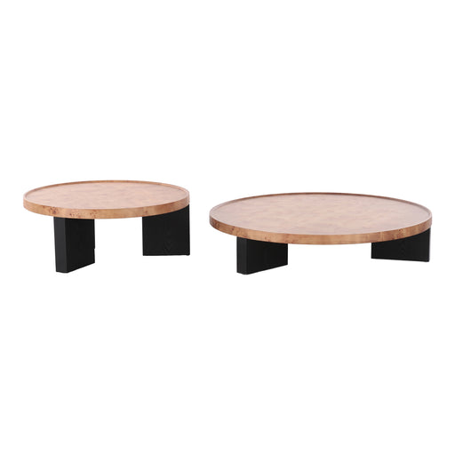 Reza - Modern Burl + Black Nesting Coffee Table Set