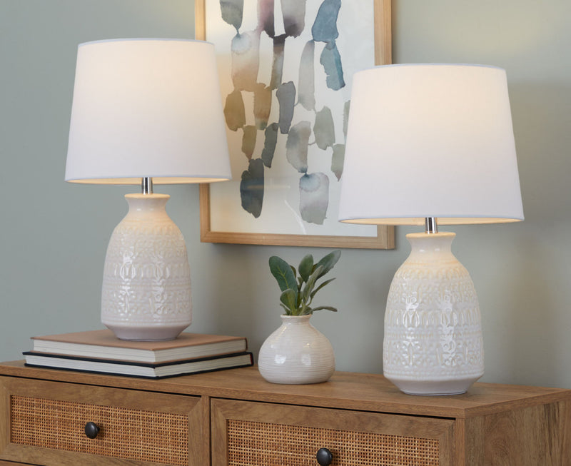Lumi Source Claudia contemporary lamp set with two modern table lamps featuring sleek design and neutral finishes.