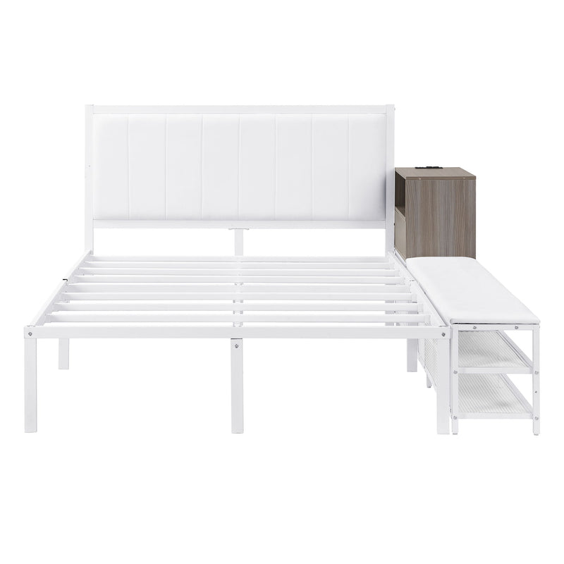 Platform Bed With 2 Tier Storage Shelves, Storage Cabinet - R&R Furniture Gallery (Fountain Valley, CA)