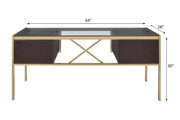 Yumia - Writing Desk - Gold & Walnut - R&R Furniture Gallery (Fountain Valley, CA)