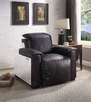 Misezon - Power Motion Recliner - Dark Top Grain Brown Leather & Aluminum - R&R Furniture Gallery (Fountain Valley, CA)