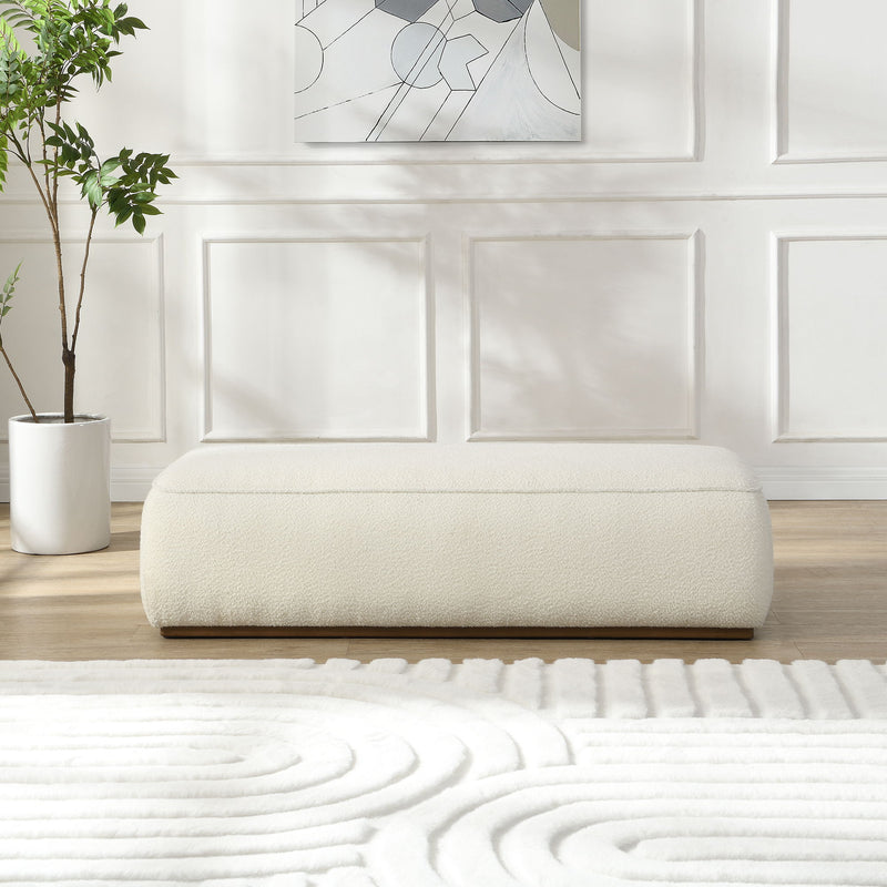 Grainy Footstool For Home - Beige - R&R Furniture Gallery (Fountain Valley, CA)