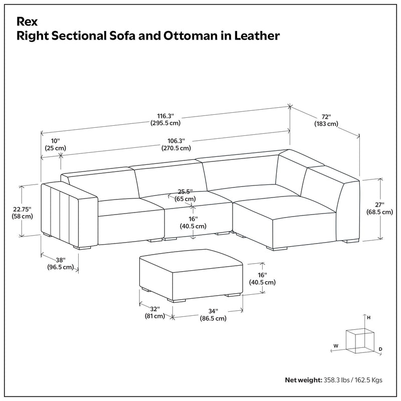 Rex - Handcrafted Sectional Sofa And Ottoman - R&R Furniture Gallery (Fountain Valley, CA)