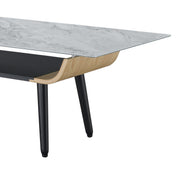 Landon - Coffee Table With Glass Marble Texture Top And Bent Wood Design - R&R Furniture Gallery (Fountain Valley, CA)