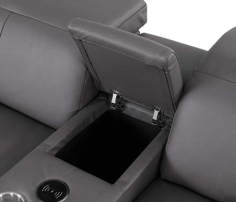 1208 - 6-Piece L-Shaped Leather Reclining Sectional With 3 Power Recliners