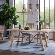 Rustic Dining Table With Metal Support - Natural - R&R Furniture Gallery (Fountain Valley, CA)