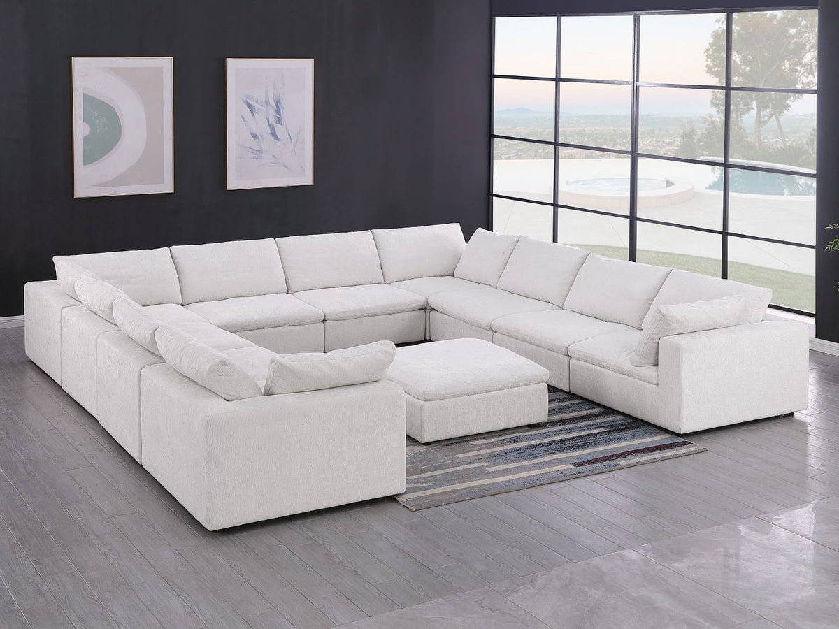 1100 - 11-Piece U-Shaped Sectional In Italian Fabric - Pearl - R&R Furniture Gallery (Fountain Valley, CA)