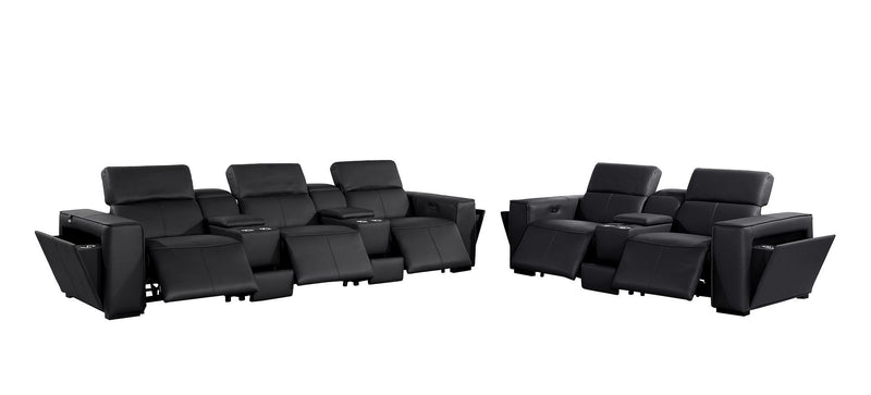 1224 - 8-Piece Modular Power Reclining Sofa & Loveseat Set In With 5 Power Recliners & Power Headrests