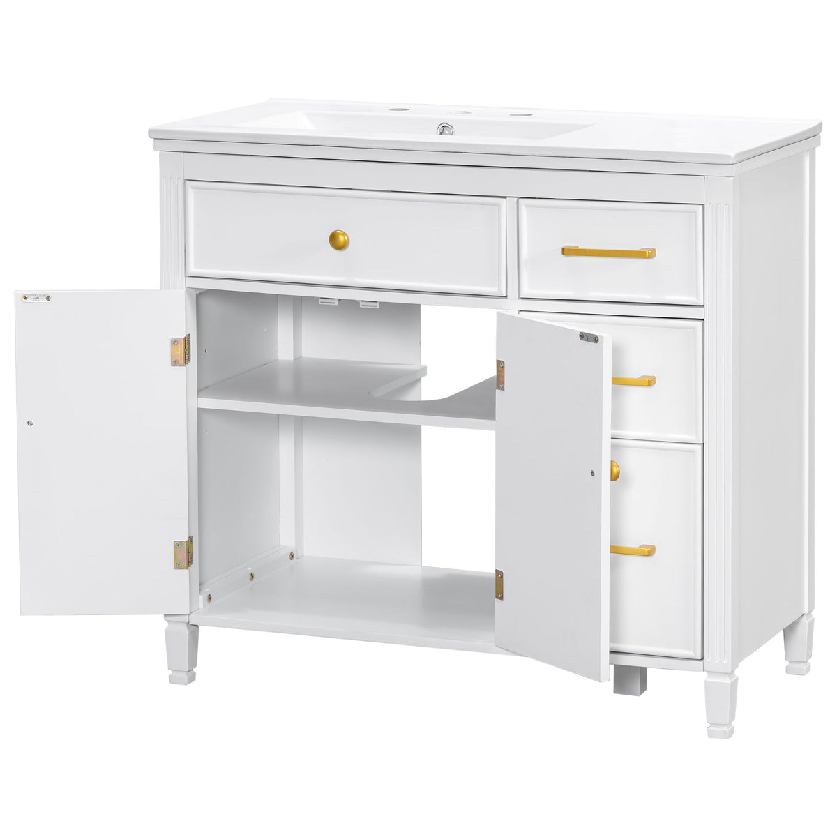 Bathroom Vanity With Sink Top, 3 Soft Closing Drawers