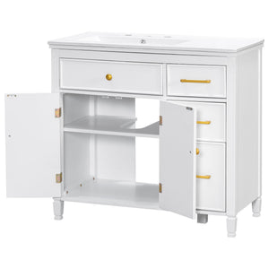 Bathroom Vanity With Sink Top, 3 Soft Closing Drawers