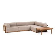 Saint Croix - Outdoor Light Brown Olefin Fabric + Teak Modular Sofa Set — view 4